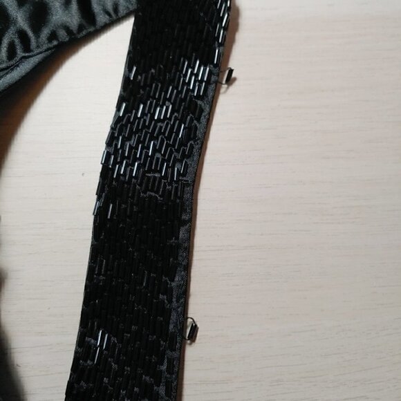 BEDO Black satin beaded backless shift dress - Picture 13 of 16